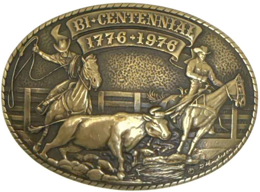 Tony Lama 1976 Bicentennial Solid Brass Rodeo Cowboy Belt Buckle Limited Ed 2490